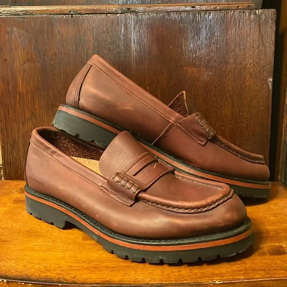 Filson Upland Loafer Vibram Gumlite Sole Rare Discontinued Filson Service Boots (9) Whiskey Men NEW Work Oiled Leather  main image 4